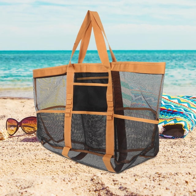 unbranded Bolsa De Malla Para Playa Con Gran Capacidad Y Compartimento Impermeable Para Vacaciones