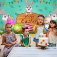 thumbnail image 5 of Qocolhg Happy Easter Party Backdrop Banner, Spring Easter Rabbit Colorful Eggs and Chick Sign Green Grass Yard Photo Background Bunny Photography for Easter Party Decoration, 70.8x43 inch, 5 of 6