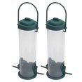 thumbnail image 3 of 2 Set Bird Tube Feeder Plastic Transparent Hanging Finch Feeder Garden Decoration with 2 Vents 2 Ports, 3 of 4