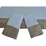 Easy Living Vertical Pleats Ecru 3-Piece Decorative Towel Set