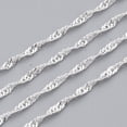 thumbnail image 4 of Soldered Brass Coated Iron Singapore Chains Water Wave Chains with Spool Silver color Plated 2.5x1.7x0.3mm about 39.37 Feet(12m)/roll, 4 of 4