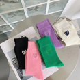 thumbnail image 6 of vnanda Women Socks 1 Pair Women Simple Embroidery Heart Pattern Sport Socks Solid Color Ribbed Mid-tube Sport Socks Sweat-absorbing Simple Socks Comfortable, 6 of 8