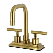 Kingston Brass KS6647CML Manhattan Double-Handle 4" Centerset Bathroom Faucet with Brass Pop-Up, Brushed Brass