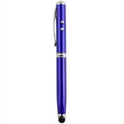 [3-PACK] 4-in-1 Touch Screen Stylus + Ballpoint Pen + LED Flashlight + Pointer For Smartphones Tablets PC Touch Screen [Blue]