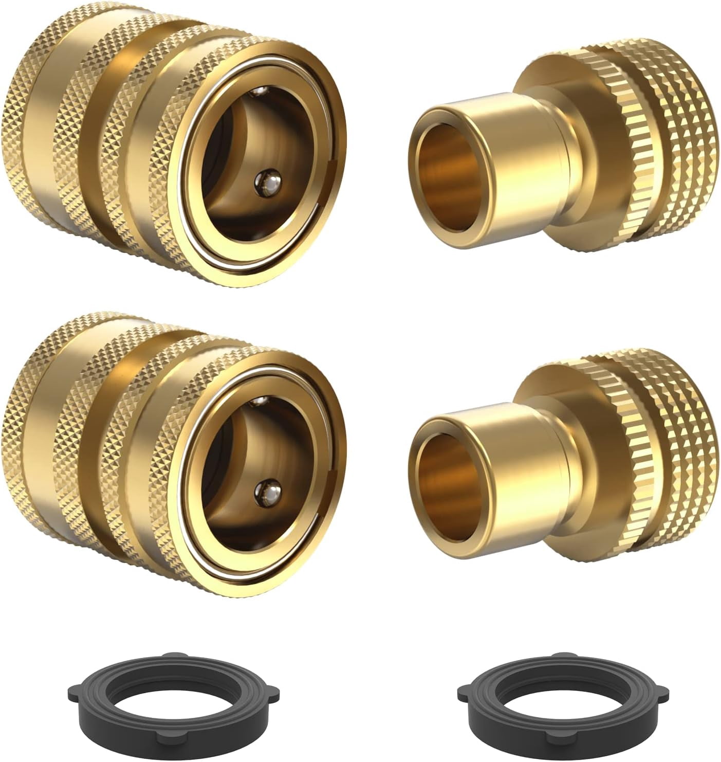 HRTGFD-Heavy Duty 3/4 Garden Hose Quick Connect Fittings, Water Lock Splitter, Sink Spigot Connectors, No Leak Connection, 2 Adapters Included