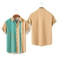 thumbnail image 3 of Camisas Para Hombre Manga Larga Hombres Casual Manga corta Primavera Verano Turndown Neck 3D Impreso Camisas Moda Top Blusa Camisas (Beige, 4XL), 3 of 5