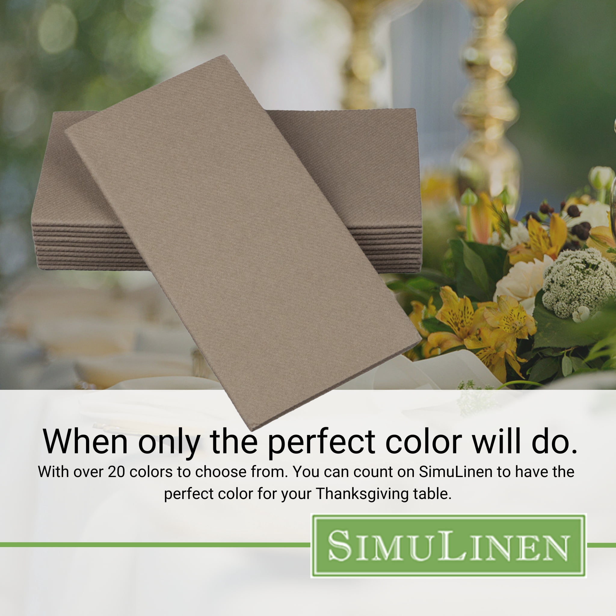 SimuLinen 16"x16" Signature Color Dinner Napkins - BEIGE GREY - 50 Napkins