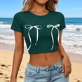 thumbnail image 2 of MEICHEN Womens Tie Front T Shirts Crop Tops Summer Trendy Basic Tees Casual Slim Fit Crew Neck Tshirts Cute Blouses, 2 of 4