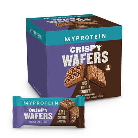 Myprotein Crispy Protein Wafers, Chocolate, High Protein Snacks 15g , 10 Pack