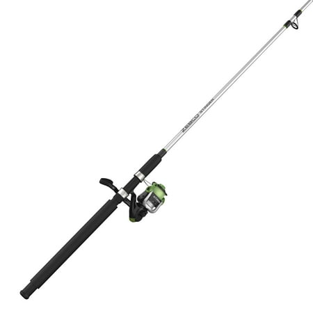 Zebco Stinger Spinning Reel and Fishing Rod Combo 7-Foot 2-Piece Rod Size 50 Reel Silver/Black