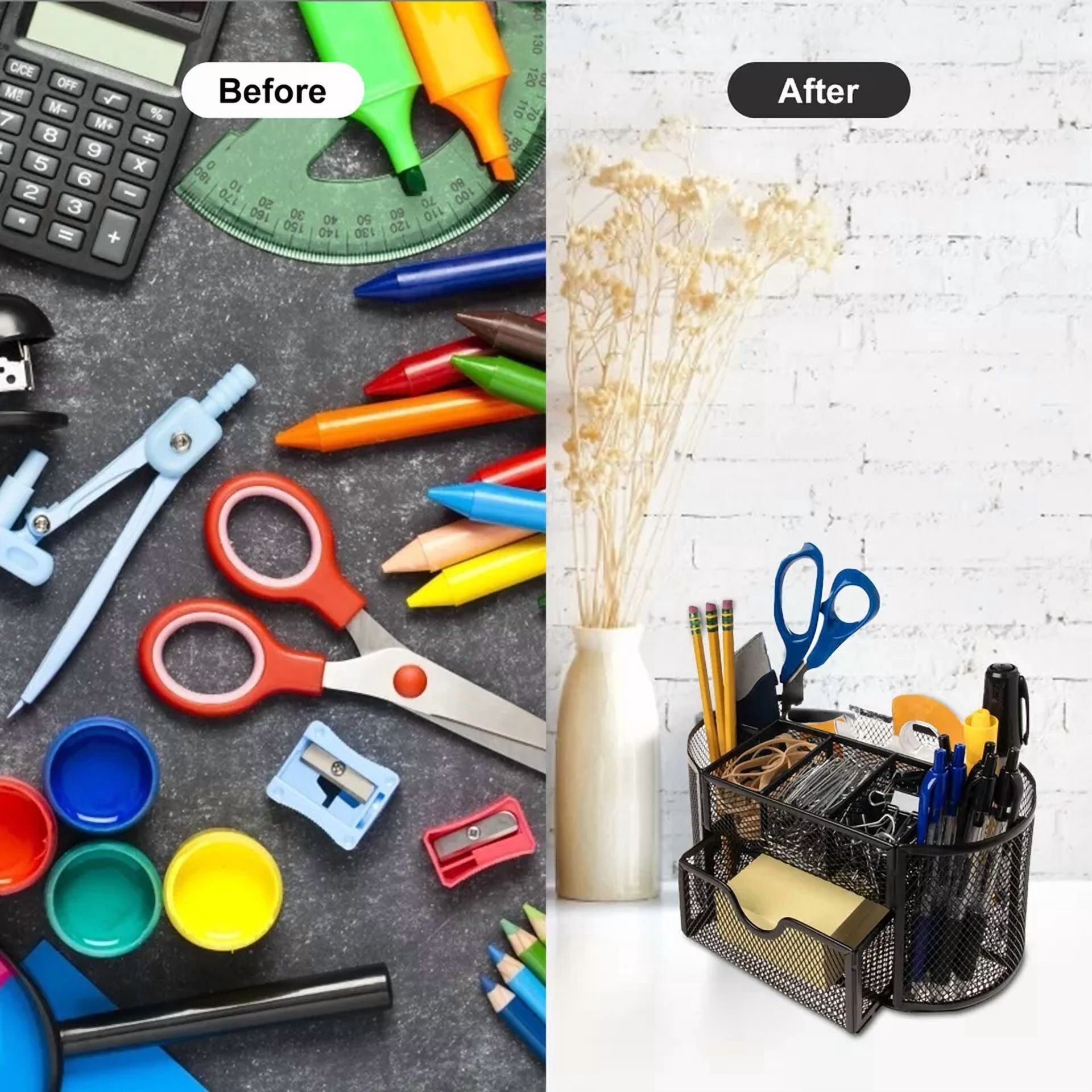 Pencil And Pen Holder Office Desk Supplies Organizer Desktop Metal Storage Mesh