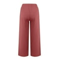 thumbnail image 4 of Linen Pants Women High Waisted Flowy Lounge Palazzo Pants Baggy Straight Leg Cotton Trousers Vacation Beach Trousers Wine L, 4 of 6