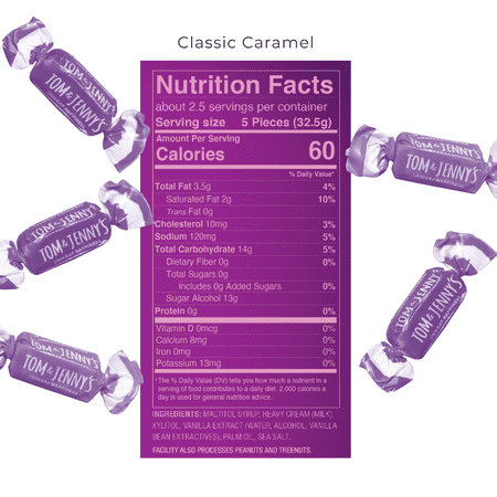 Tom & Jenny’s Soft Caramels Candy SugarFree Caramel Chocolate Coffee 6 Bags