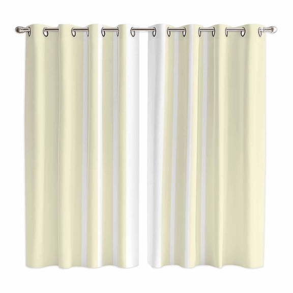 Curtains 63 Inch Length 2 Panels, Cream White Stripe Grommets Window Treatment Curtain, Modern Rustic Vertical Striped Thermal Curtains Drapes for Living Room/Bathroom