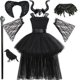 thumbnail image 2 of Halloween Girls Black Trailing Tutu Dress Kids Angel Evening Tulle Dress Straps Ball Gown Children Birthday Party Costume Dress, 2 of 4