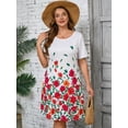 thumbnail image 2 of SHOWMALL Women's Plus Casual Dresses Short Swing Floral Beach Sundress with Pockets 5X Watercolor Floral Border Print, 2 of 10