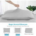thumbnail image 5 of ALANDA Cooling Pillowcases, 2 Pack Standard & Queen Size Pillowcases Ultra Cool Pillow Cases with Stretch Japanese Q-max 0.55 Arc-Chill Cooling Fiber for Hair Skin Night Sweat Hot Sleeper - Gray, 5 of 7