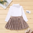 thumbnail image 3 of Kids Baby Girls Two-piece Outfits Set Solid Color Turtleneck Knitwear Tops Sweater + Pleated Skirt 0-5T, 3 of 11