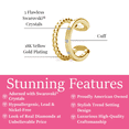 thumbnail image 3 of Cate & Chloe Sasha 18k Yellow Gold Plated 10mm Hoop Ear Cuff with Swarovski Crystals, Gift for Women, 3 of 9