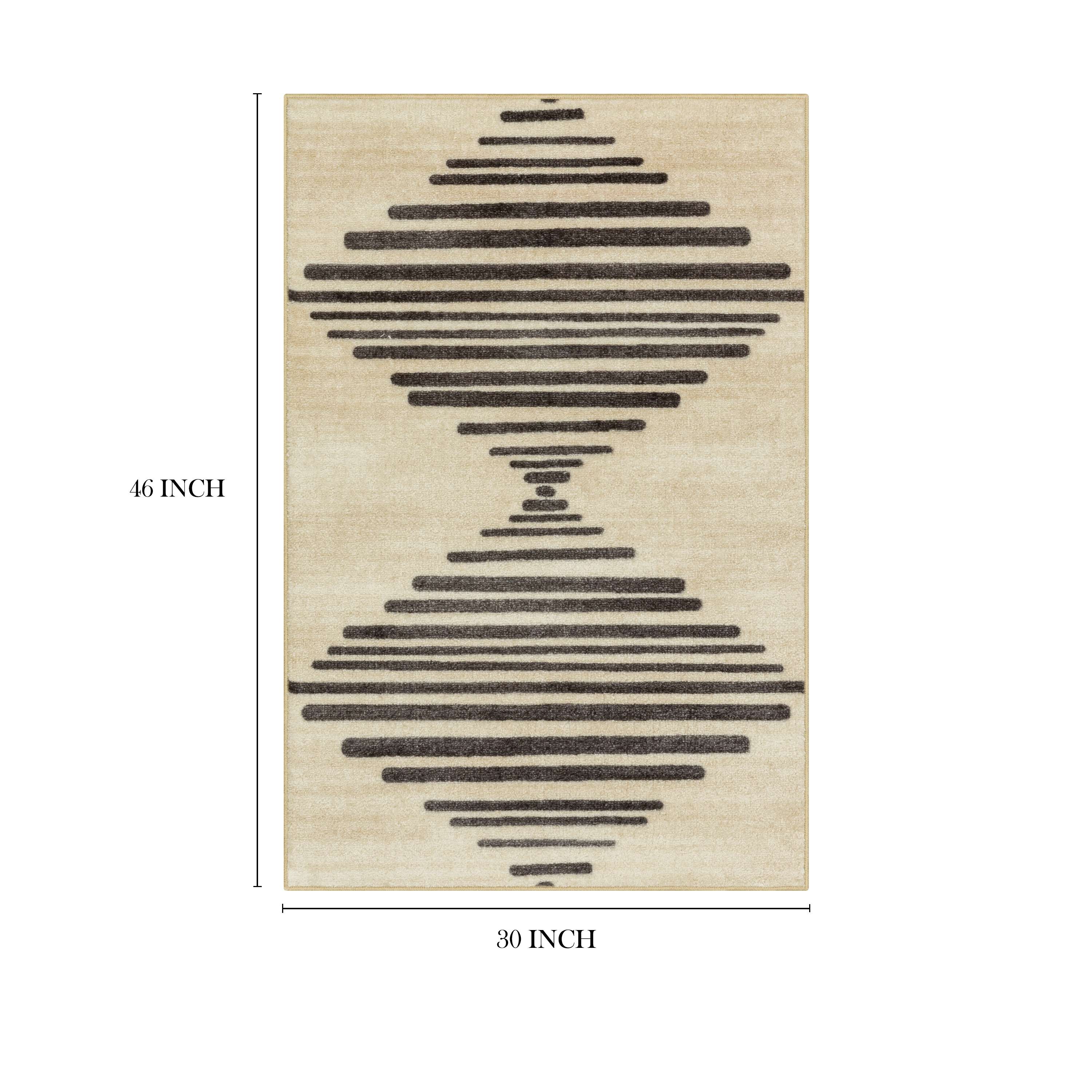 Mainstays Modern Diamond Soundwave Indoor Accent Rug, Ivory Gray, 2 ft 6 in x 3 ft 10 in
