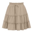 thumbnail image 6 of Amzcrzy Mini Skirts for Women Versatile Casual Solid Color Cotton Women's Skirts Flowy Tiered A-Line Pleated Skirts Drawstring Elastic High Waist Beach Vacation Skirt L, 6 of 6