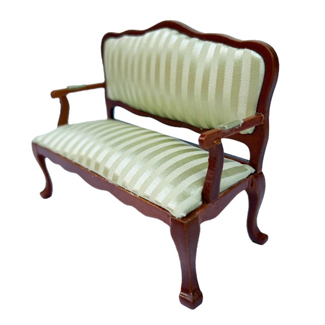 1/12 Miniature Wooden Sofa Miniature Dollhouse Accessories Miniature Scene Model Double