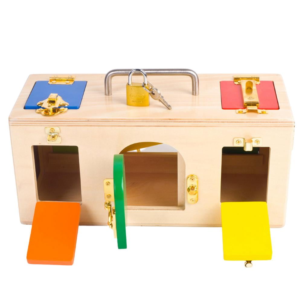 Locks and Wooden Latches To Explore Mysterious Board Game Montessori Toy 