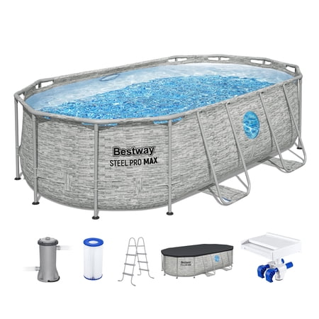 Bestway LED Waterfall Vista Above Ground Pool Set - Oval - 14 ft x 8 ft x 39.5 in