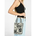 thumbnail image 5 of No Boundaries Women's Beaded Crossbody Tote Bag, Black/White, 5 of 5