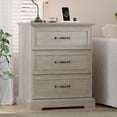 thumbnail image 3 of FANRAL 3 Drawer Farmhouse Nightstand,Wooden Bedside Table with Anti-Tip Safety,Storage End Table for Bedroom Living Room,Gray Night Stand, 3 of 6