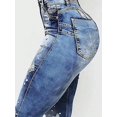 thumbnail image 5 of Women's Ripped Flared Jeans High Waisted Denim long pants Nail Bead Embellished Distressed Trendy Fashion, 5 of 5