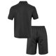 thumbnail image 4 of Pantalones de Carga con Cordón para Hombres, Verano Casual Color Sólido, Conjunto de Botones de Solapa de Manga Corta, 4 of 6