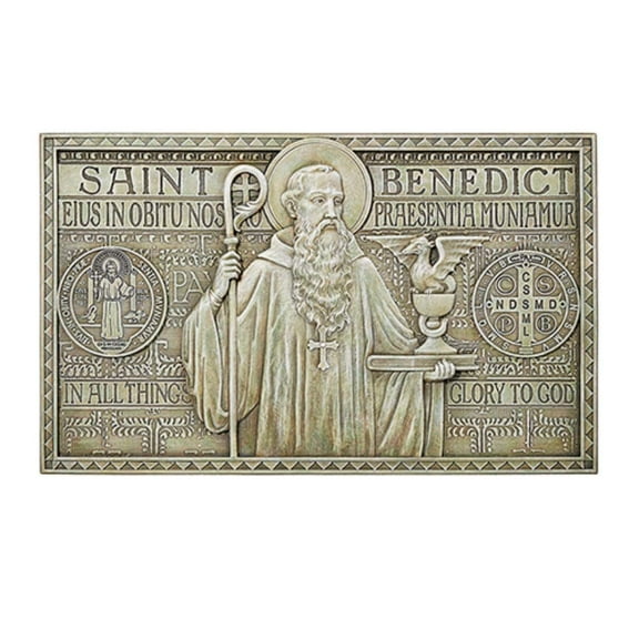 Saint Benedict Garden Wall Plaque, 12 Inch