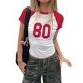 thumbnail image 3 of Gynyvoja Women Short Sleeve Jersey Crop Tops Y2k Graphic Tees Summer Teen Girls Crewneck Slim Fit T-Shirts Red L, 3 of 8