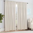 thumbnail image 2 of 100% Blackout Curtains, Linen Textured Blackout Curtains No Light, Rod Pocket Black Out Curtains & Drapes for Living Room Bedroom-Set of 2 Panels (50" X 108", Cream), 2 of 8