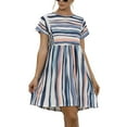 thumbnail image 4 of Womens Stripe Summer Dress Casual Short Sleeve Loose T-Shirt Dresses, 4 of 7