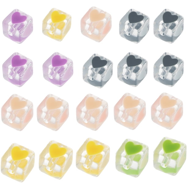 KAKOWELY 20 cuentas acrílicas en forma de cubo para hacer joyas, collares, pendientes y pulseras.