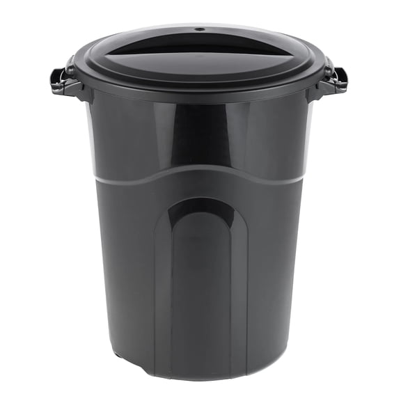 32 Gallon Garbage Can, Included Lid, Indoor/Outdoor, Black