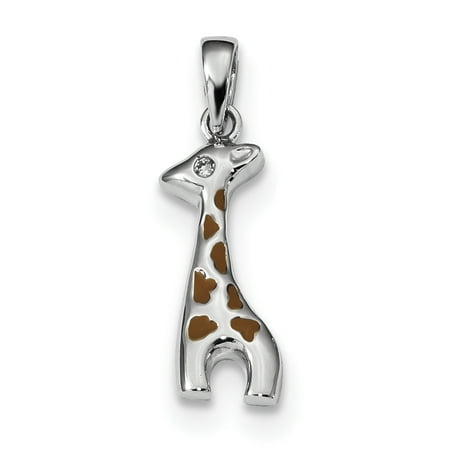 Silver Enamel Animal - 925 Sterling Silver Enameled Cubic Zirconia Cz Giraffe Pendant Charm Necklace Animal Gifts For Women For Her