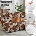 thumbnail image 6 of ZIATUBLES Recliner Sofa Covers Stretch Reclining Couch Slipcovers, Brown Cow Print Printed Recliner Chair Cover for 3 Seat Furniture Protector with Side Pockets for Pets, 6 of 9