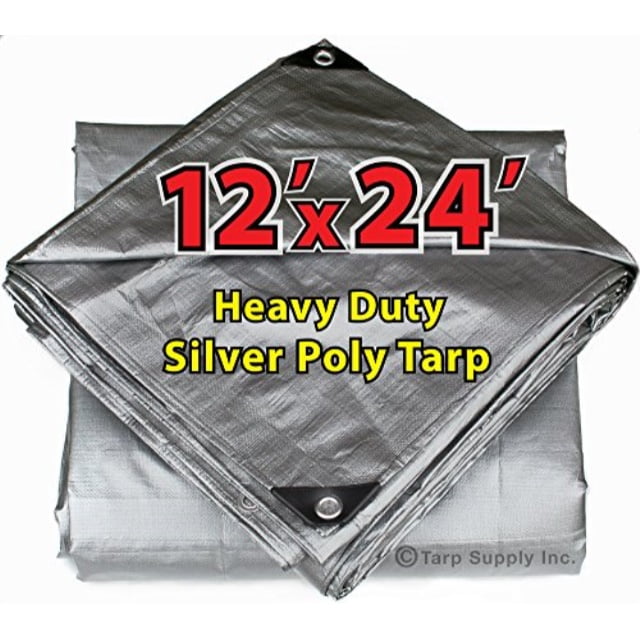 tarp supply 12'x24' heavy duty 12 by 24 cross weave 10 mil silver poly
