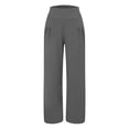 thumbnail image 3 of Gray Womens Pants Women Summer High Waisted Cotton Linen Palazzo Pants Wide Leg Long Pant Trousers with Pocket Sweatpants Womens Fashion, 3 of 5