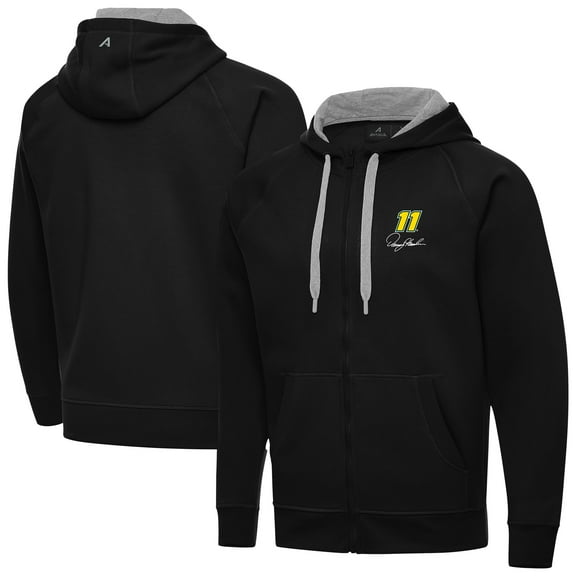 Men's-Antigua  Black Denny Hamlin Victory Full-Zip Hoodie