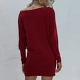 thumbnail image 5 of Lu's Chic Women's Tunic Dress Off the Shoulder Batwing Long Sleeve Slouchy Casual Night Out Wedding Party Short Mini Tshirt Dress Shift Dresses Oversized Pullover Burgundy Red Medium, 5 of 5