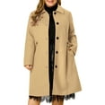 thumbnail image 3 of GRACE & GRANDEUR Women's Plus Size Winter Coats Single Breasted Jackets Long Trench Coats 3X Khaki, 3 of 8