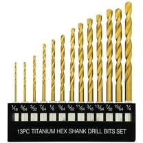 Titanium Hex Drill Bit Set 135 Degree Tip HSS Impact for Metal, Wood Quick Change Design