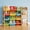 Red, yellow, blue, green, variant on Solid Wood Kids Toy Storage Organizer with 12 Bins & 3 Open Shelves – Large Bookshelf for Playroom, Bedroom, Living Room