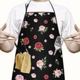 thumbnail image 2 of Pioneer Flower Floral Print Pattern Cotton Linen Apron with Pockets, Waterproof Adjustable, 33x27 Inch for Kitchen, Gardening, BBQ, Salon, 2 of 6