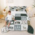 thumbnail image 2 of Castle Fairy Western Feather Wildlife Bear Deer Full Size Comforter Sets 3-Piece,Vintage Plaid Camo Animal Bedding Comforter Set,Sage Gray Cream,Reversible,1 Comforter and 2 Pillowcases, 2 of 6