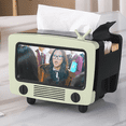 thumbnail image 4 of Retro TV Shaped Tissue Box Dispenser Storage Tissue Holder with Phone Stand for Home Kitchen Dining Room Bathroom Office Countertops Decor, 4 of 7
